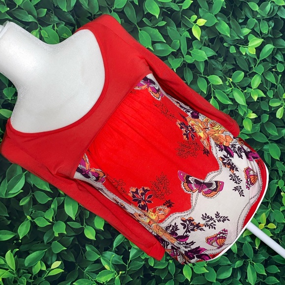 FREE PEOPLE BUTTERFLY PRINT BLOUSE W/ BACK BUTTONS · SIZE M · NWOT - Picture 2 of 6